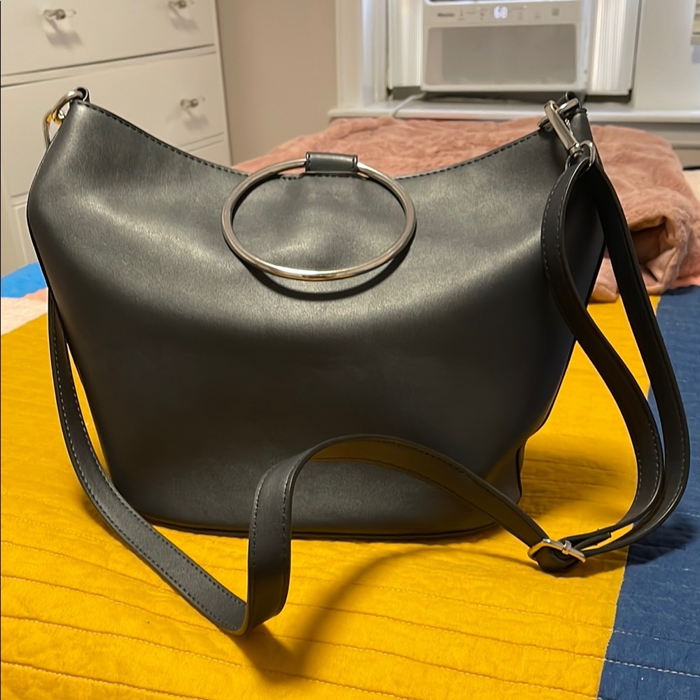 LOFT Navy Crossbody Bag with Silver Ring